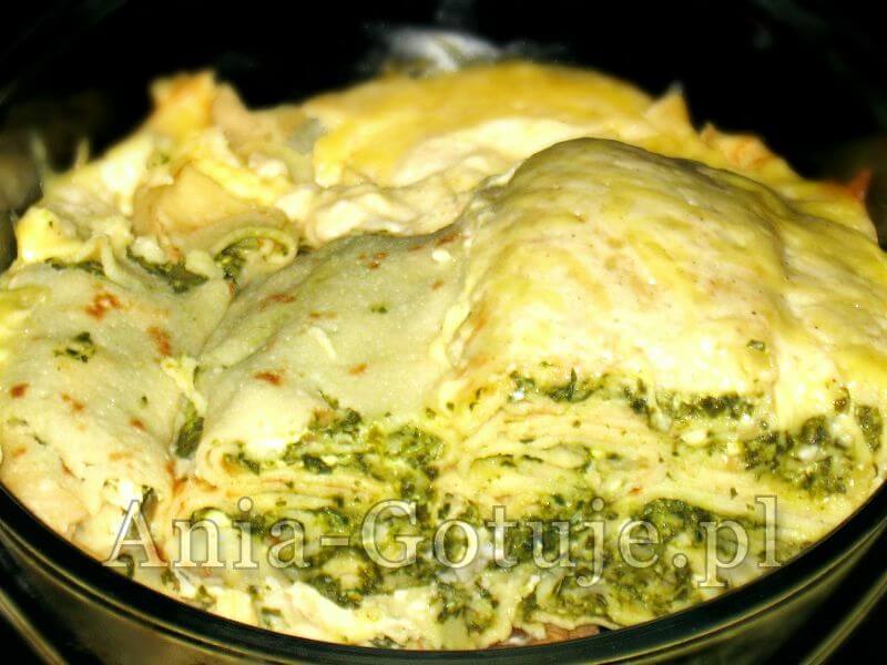 naleśniki zapiekane ze szpinakiem i feta