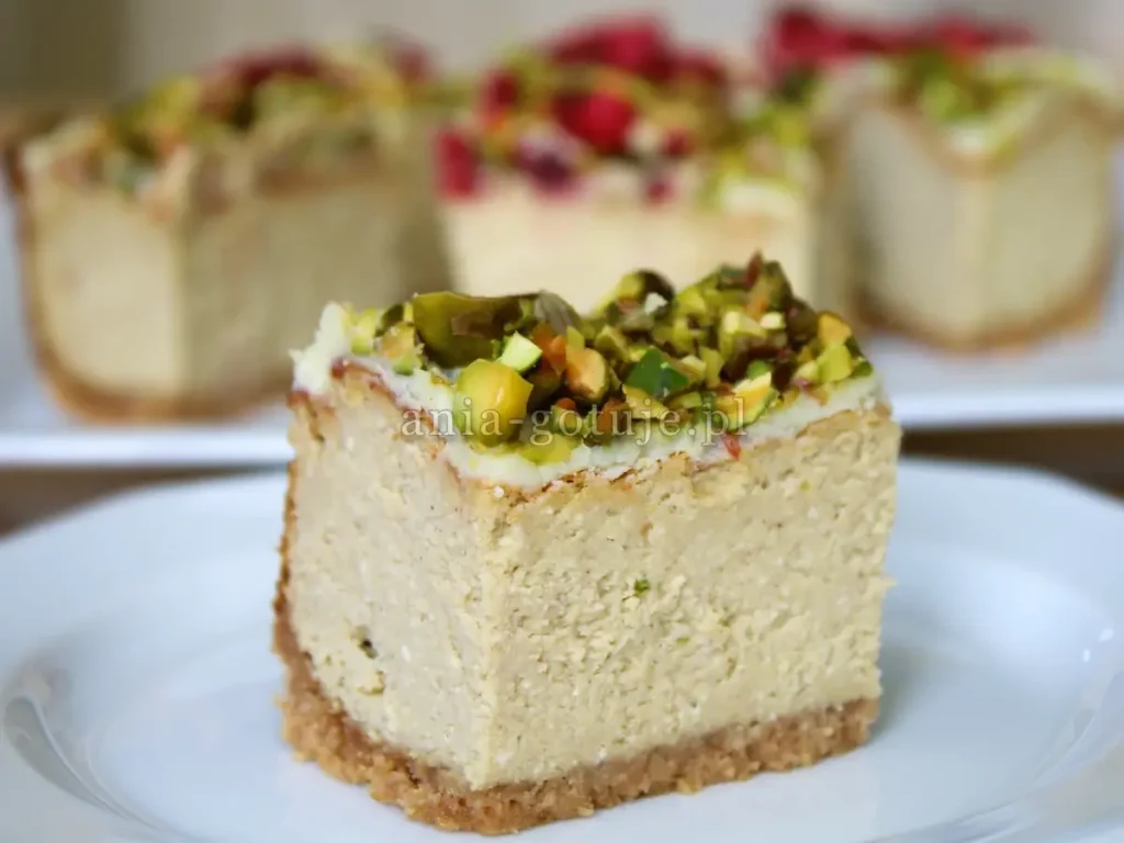 Sernik pistacjowy z mascarpone i białą czekoladą